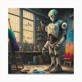 Robot Artist Canvas Print