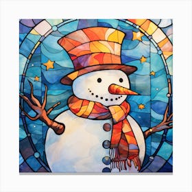 Snowman Stained Glass Canvas Print
