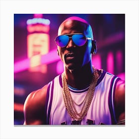 Michael Jordan Wearing Sunglasses And Jersey With Gold Necklaces Canvas Print