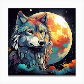 Wolf In The Moonlight Canvas Print