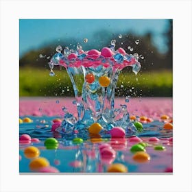 Colorful Water Splash Canvas Print