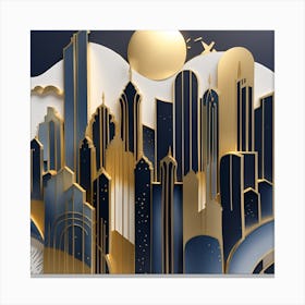 City Skyline textured Monohromatic Canvas Print