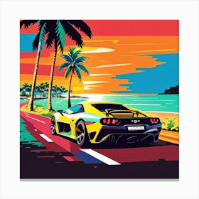 Sports Car At Sunset Canvas Print