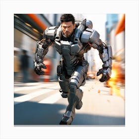 Man In A Suit Running Canvas Print
