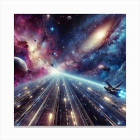 Spaceships In Space 2 Canvas Print