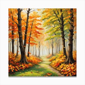 Forest In Autumn In Minimalist Style Square Composition 349 Canvas Print