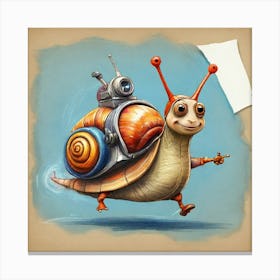 Snail On A Bike 2 Canvas Print