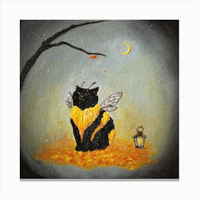 Midnight Bumble Cat Canvas Print