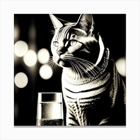 Cat next to a wine glass Canvas Print