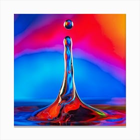 Abstract 3d Liquid Art Capturing Dynamic Drops Of Milk Awash In A Gradient Of Red Yellow Blue Or Canvas Print