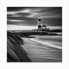 Black And White Lighthouse 5 Canvas Print