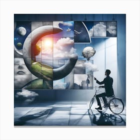 Businessman On A Bicycle Canvas Print