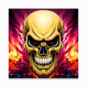 Skull With Flames Canvas Print