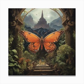 Butterfly In The Garden 4 Canvas Print