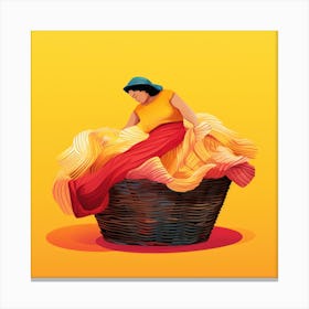 Illustration Of A Woman In A Basket 3 Canvas Print