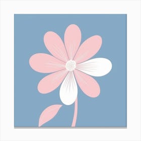 A White And Pink Flower In Minimalist Style Square Composition 532 Canvas Print
