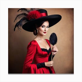 Renaissance Woman In A Red Dress Canvas Print