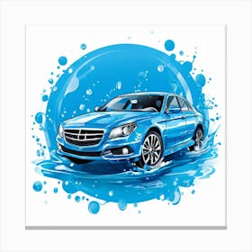 Logo Vector Car Wash Clean Soap Bubbles Water Splash Detailing Automotive Foam Service (1) Canvas Print