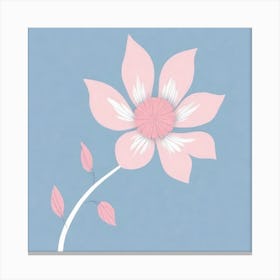 A White And Pink Flower In Minimalist Style Square Composition 88 Canvas Print