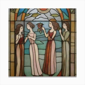 Three Women Holding A Rose Canvas Print