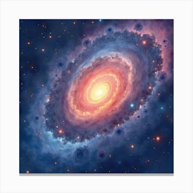 Watercolor Galaxy View With Swirling Cosmic Energy 1 Canvas Print