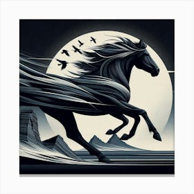 Horse In The Moonlight 1 Canvas Print