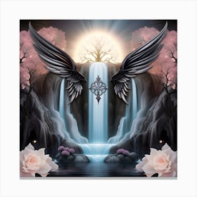 Angel Wings And Waterfall 1 Canvas Print