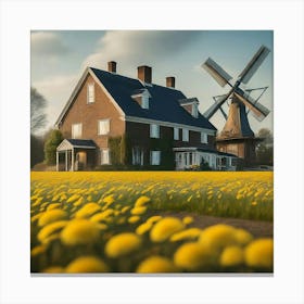 Windmill In The Field 2 Canvas Print