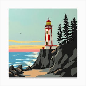 Lighthouse At Sunset Canvas Print