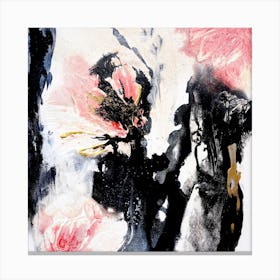White Black Coral Abstract Painting Square Canvas Print