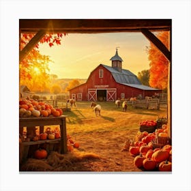 Autumn Farm Festival Capturing The Essence Of Rustic Charm Freshly Harvested Produce Spread Across (4) Canvas Print