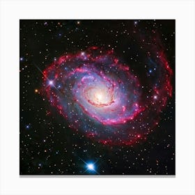 A Mesmerizing Spiral Galaxy Explosion Dappled In The Hues Of Pink And Red Celestial Bodies Transiti (3) Canvas Print