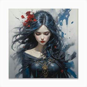 Beautiful Woman With Blue Hair Canvas Print