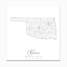 Oklahoma Minimal Street Map Square Canvas Print