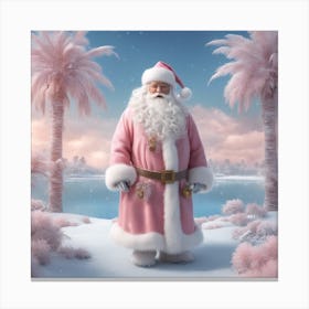 Digital Oil, Santa Claus Wearing A Winter Coat, Whimsical And Imaginative, Soft Snowfall, Pastel Pin Canvas Print