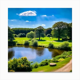 Pond In A Park 1 Canvas Print