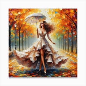 Girl With An Umbrella Canvas Print