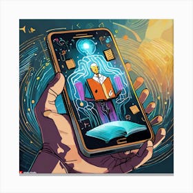 Illustration Of A Hand Holding A Smartphone Canvas Print