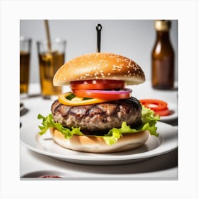 Hamburger On A Plate 59 Canvas Print