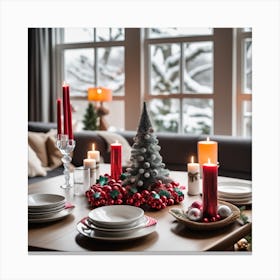 Christmas Table Setting 34 Canvas Print