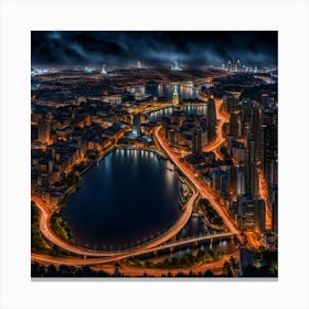 Cityscape At Night 3 Canvas Print