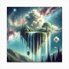 Foating Island in The Sky  with a Waterfall Canvas Print