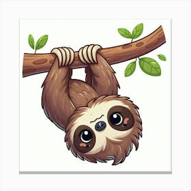 Line Art sloth 3 Canvas Print