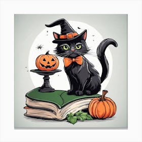 Cute Cat Halloween Pumpkin (62) Canvas Print