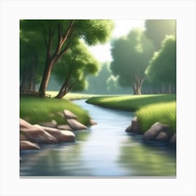 River In The Forest 4 Canvas Print