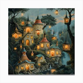 Fairytale Village, Pop Surrealism, Lowbrow Canvas Print