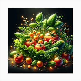 Vegetables In A Basket Canvas Print