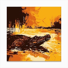 Alligator In The Water Canvas Print