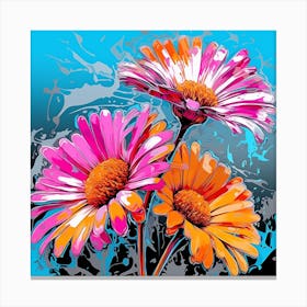 Andy Warhol Style Pop Art Flowers Everlasting Flower 1 Square Canvas Print
