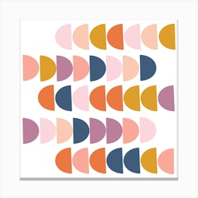 Fun Geometric Shapes in Purple Navy and Peach Canvas Print